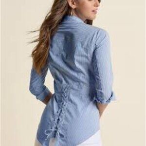 Venus Lace-Up Back Button Down Shirt